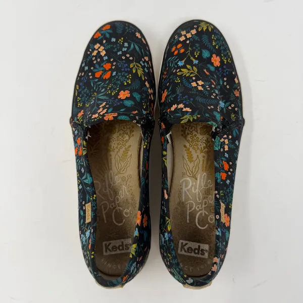 Keds Rifle Paper Co Triple Decker Floral Slip On Sneakers Black Womens 7.5 - Image 6