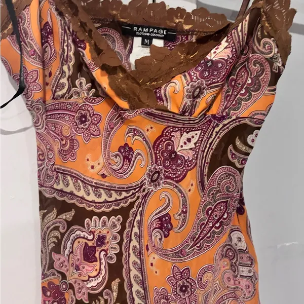 Rampage Orange and Brown Paisley Camisole - Image 9