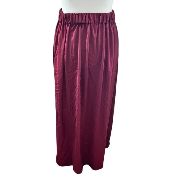 Zara Basic Burgundy Beaded Waist Maxi‎ Skirt Size S Burgundy Wine Red Boho - Image 3