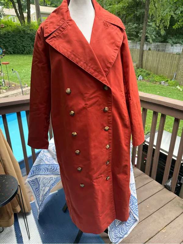 Club Monaco Ohdette Brick Red Long Trench Coat Women’s M Medium MSRP $329 - Image 2