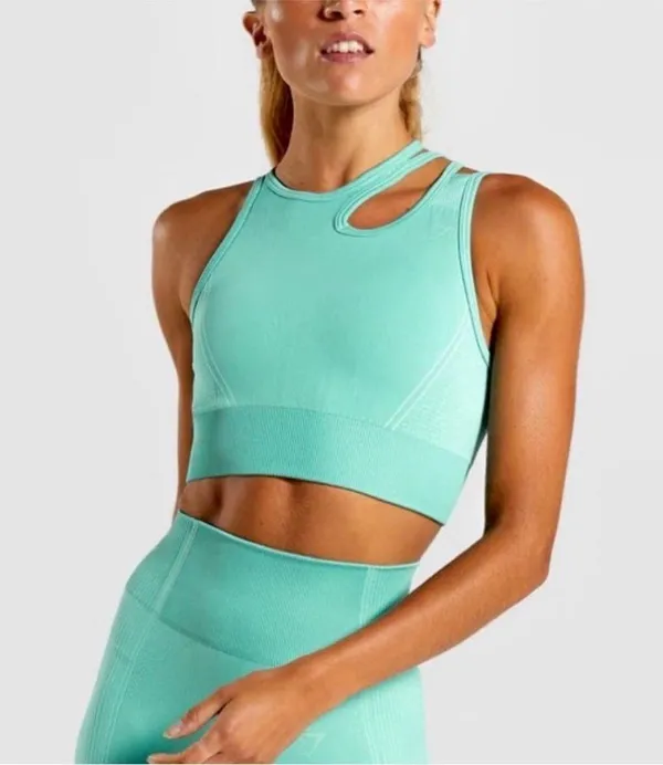 GYMSHARK ULTRA SEAMLESS Sport Bra S in green/teal color - Image 6