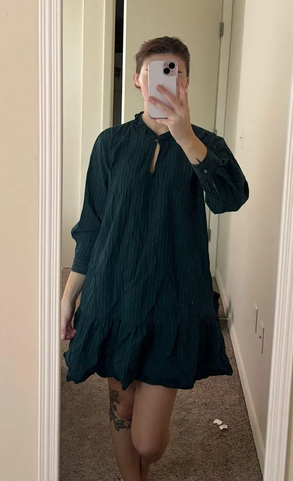 Green striped dress Size M - Image 3