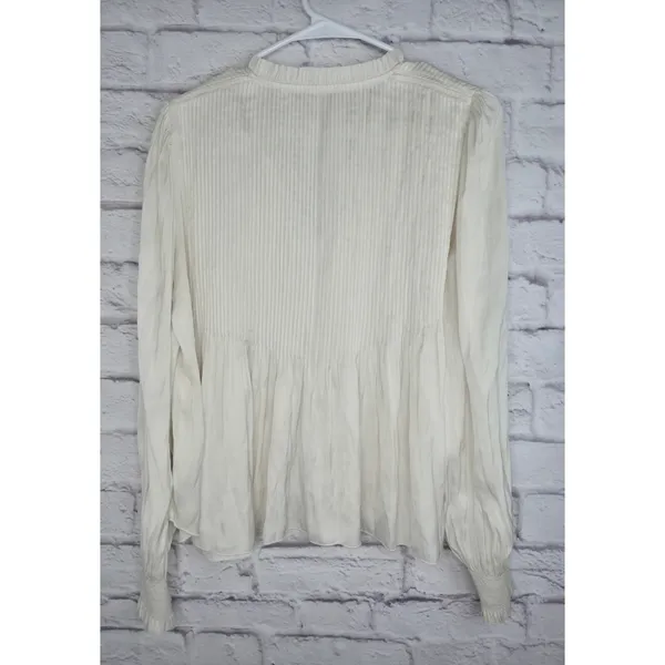 Aritzia Wilfred Milou Blouse Plisse Satin Pin-Tuck Cream Birch Size S Coquette - Image 10