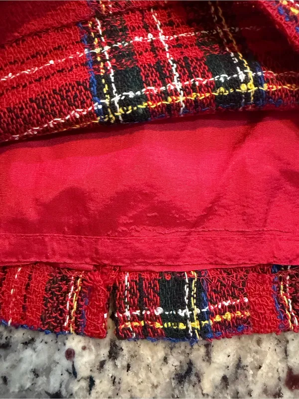 Vintage Red, black, and yellow plaid wool blend tweed skirt - Image 2