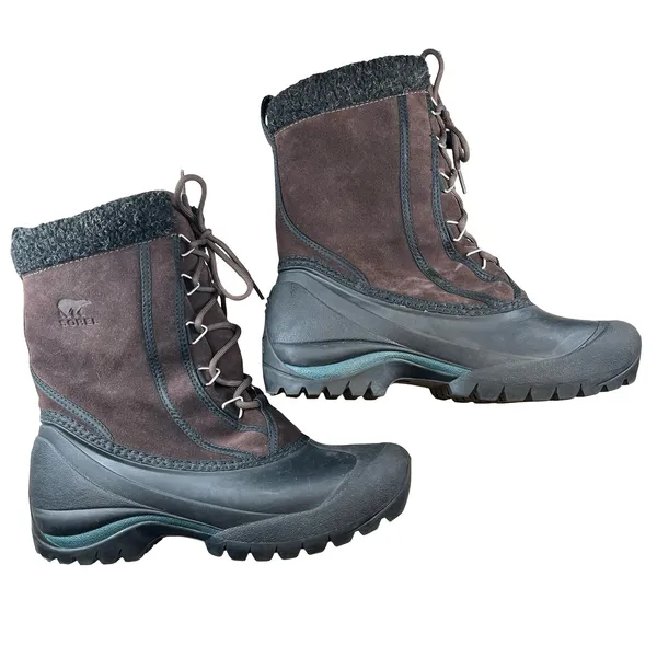 Sorel Womens Winter Boots Brown Suede Thinsulate Snow Lace Up NL1579-248‎ Size 8 - Image 4