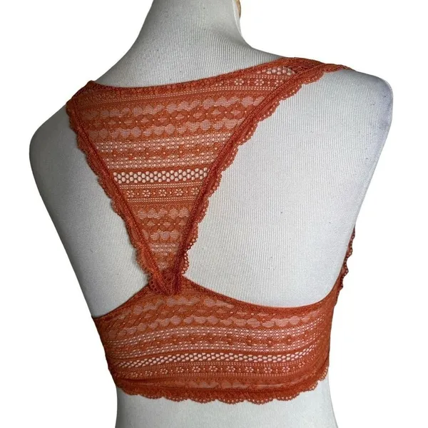 Victoria's Secret Floral Lace Racerback Bralette Size S Burnt Orange Loungewear - Image 10
