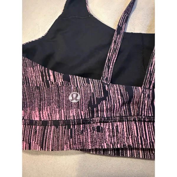 Lululemon Energy Bra Downpour Electric Coral Black Pink Workout Yoga No Pads 10 - Image 7