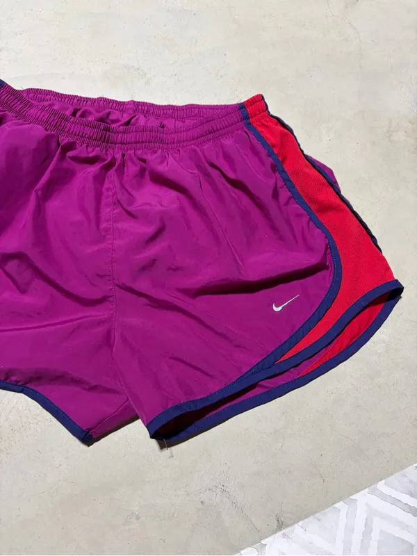 Nike Women's Magenta Running Shorts with Red Side Panels medium - Image 2