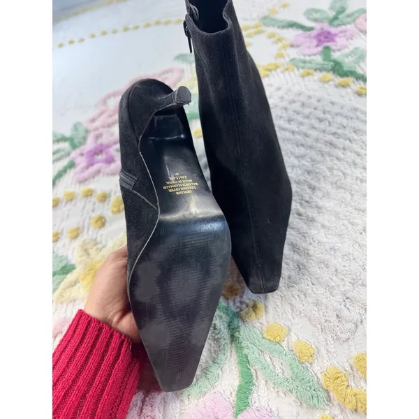 Venus USA Black Suede Ankle Boots‎ Pointed Toe Kitten Heel Leather Z4615-BK 8M - Image 4