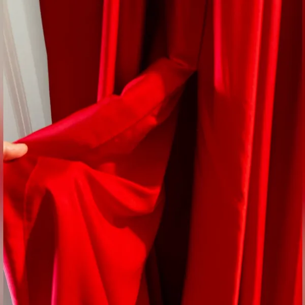 Mac Duggal Red Halter Maxi Dress with High Slit - Image 5