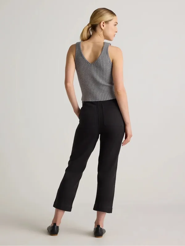 Quince Women’s Organic Stretch Cotton Twill Straight Leg Cropped Pant 10 Black - Image 2