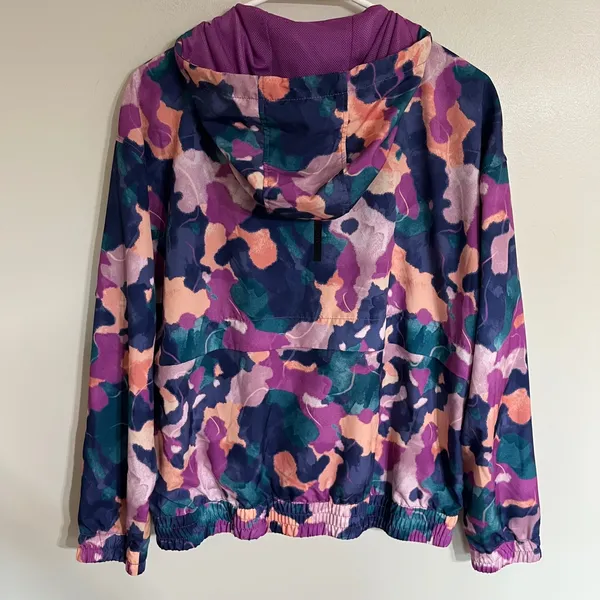 Reebok Womens Abstract‎ Camo Full Zip Hooded Windbreaker Jacket Purple S - Image 11