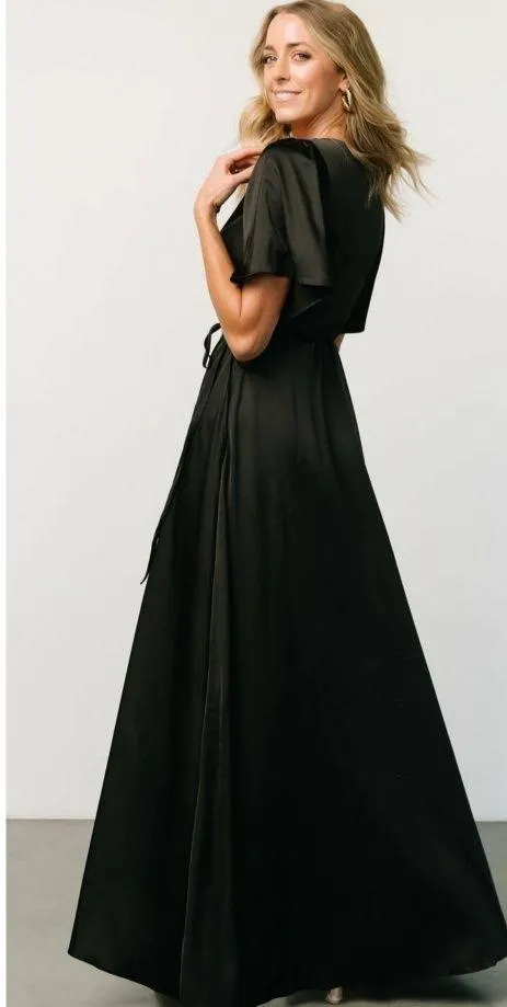 Baltic Born Vara Satin Maxi Wrap Dress Short Sleeve New Without Tags - Image 2