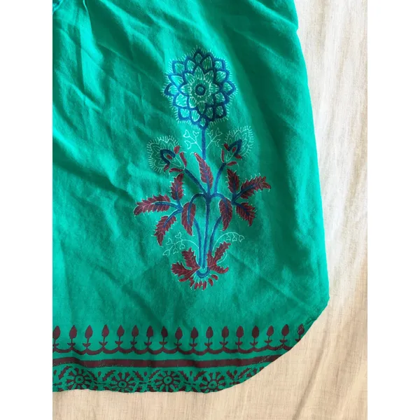 Oliphant Blouse Womens XS Ruffle Green Floral Puff Sleeve Tuckerneck - Image 4