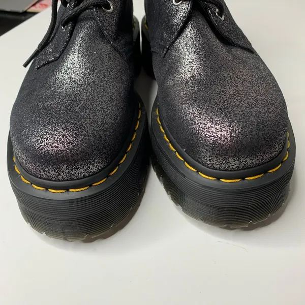 Dr. Martens Boots Women’s Metallic Leather Faux Fur Lined Platform Oxford 10 - Image 2