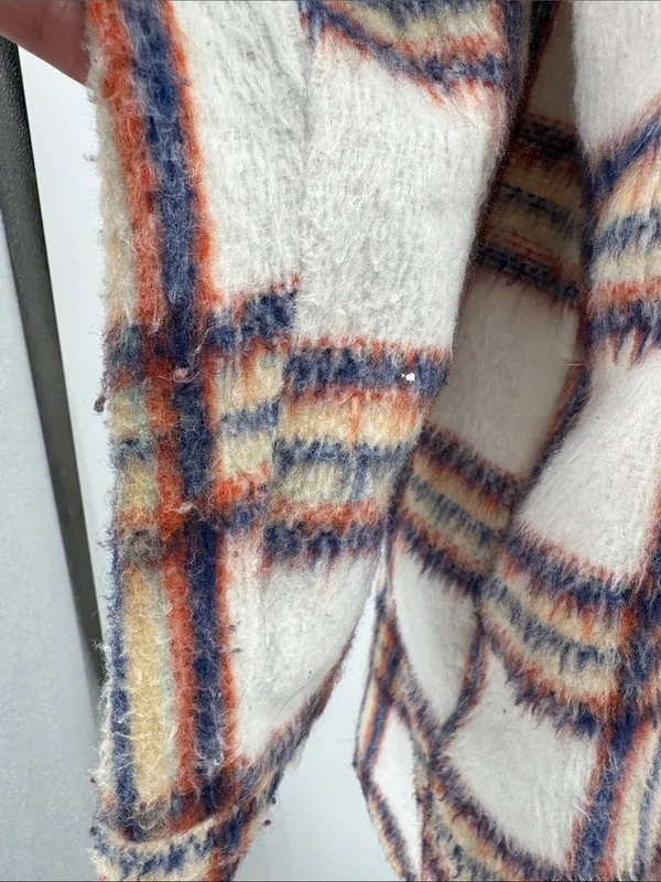 Maurices Lightweight Striped Jacket shacket in White, Blue, Orange plaid L fall - Image 10