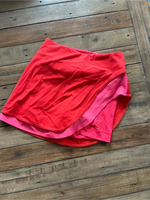 Lululemon Asymmetrical Layered High Rise Tennis Skirt Skort Pink Orange 2 - Image 6