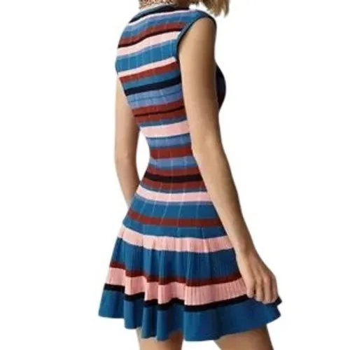 NWT Anthropologie Maeve Beca Ribbed Sweater Fit & Flare Striped Mini Dress Sz M - Image 2