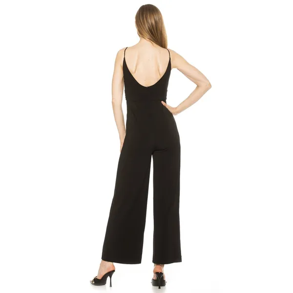 Alexia‎ Admor Eline Wide Leg Jumpsuit Women's S Black Evening Minimalist Formal - Image 3