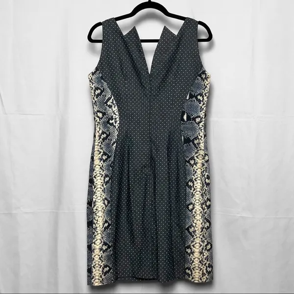 Vintage Christian Chenail Navy Polkadot Dress Size 8 - Image 2