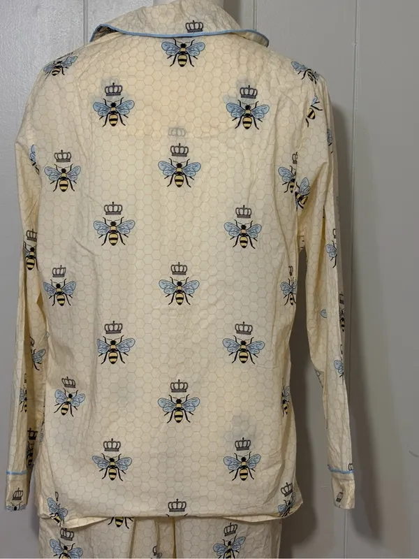 The Cat’s Pajamas Luxe Pima Queen Bee Honey Bee Pajama Set Size S - Image 7
