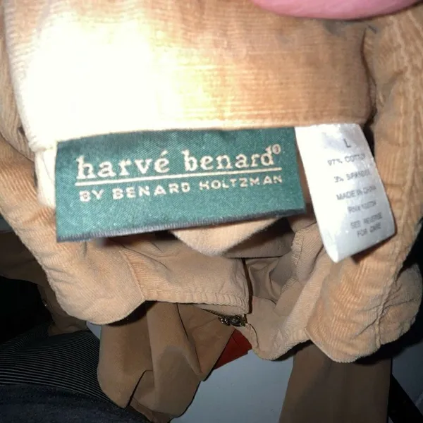 Harvé Bernard by Benard‎ Holtz tan corduroy zip up jacket large - Image 6