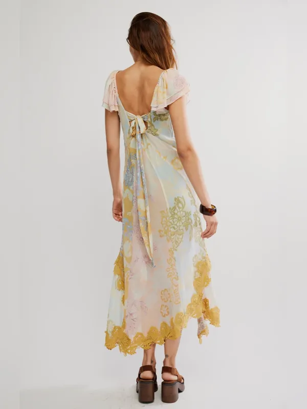 FREE PEOPLE Bali Aurora Flutter Sleeve Midi Dress, Size X-Small, $298 - Image 3