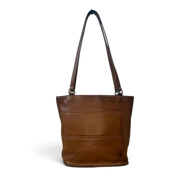 Vintage 90's Coach 9093 Tribeca Shopper Zip Top Tote Bag Y2K British Tan Leather - Image 2