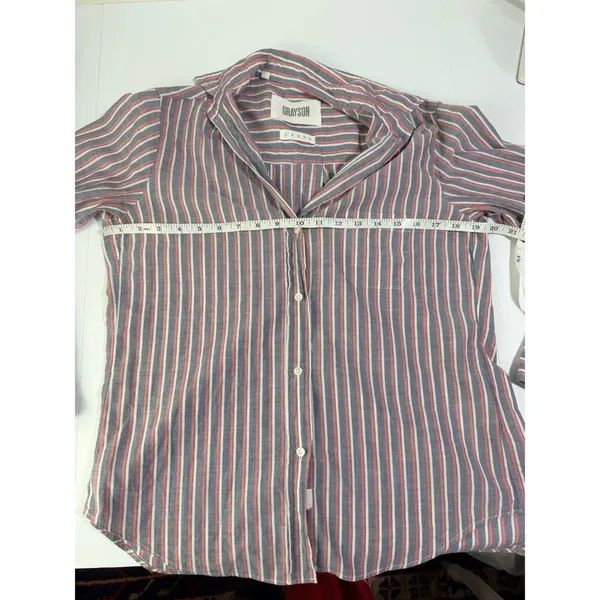 Grayson The Hero Striped Button Down Shirt Cotton Blue Red Size 01 Small - Image 10