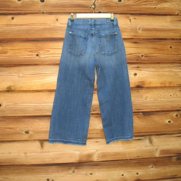 7 For All Mankind High Waist Raw Hem Culottes Jeans - Image 6