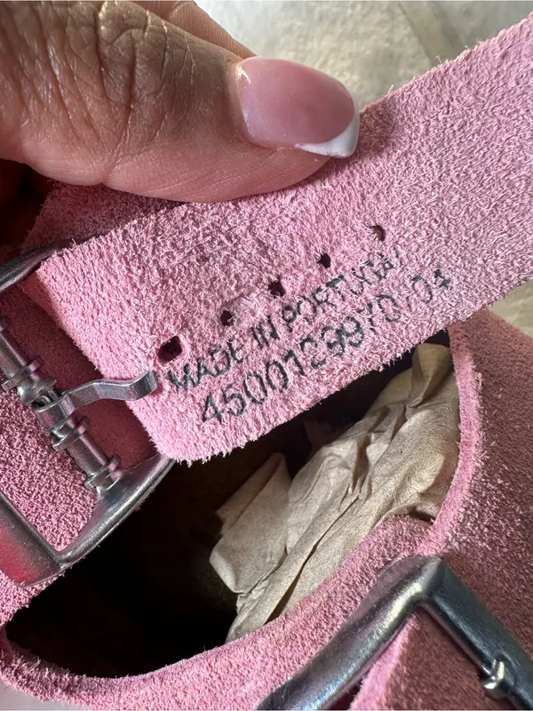 Papillio Pink Suede Double-Buckle Slide Sandals - Image 4