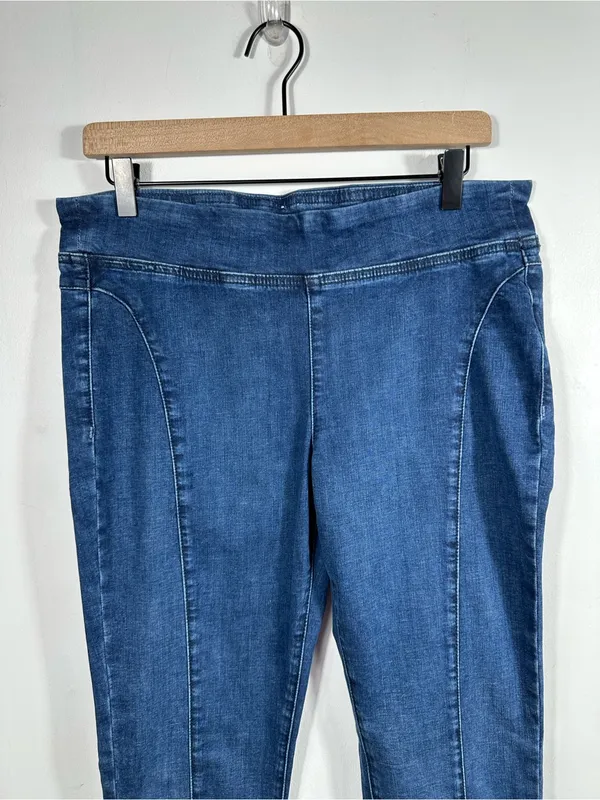 Free People We The Free Double Dutch Pull-On Slit Skinny Jeans Denim Size Medium‎ - Image 5