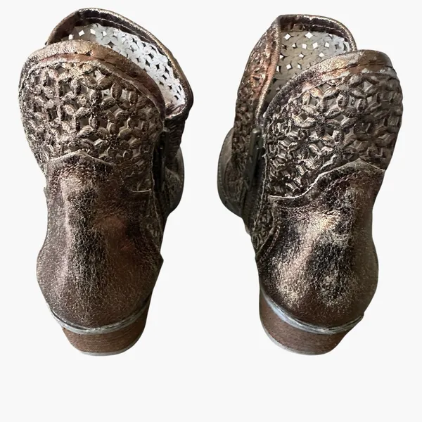Circle G By Corral Booties Sz 10 Copper Cut Out Women’s Western Leather - Image 3
