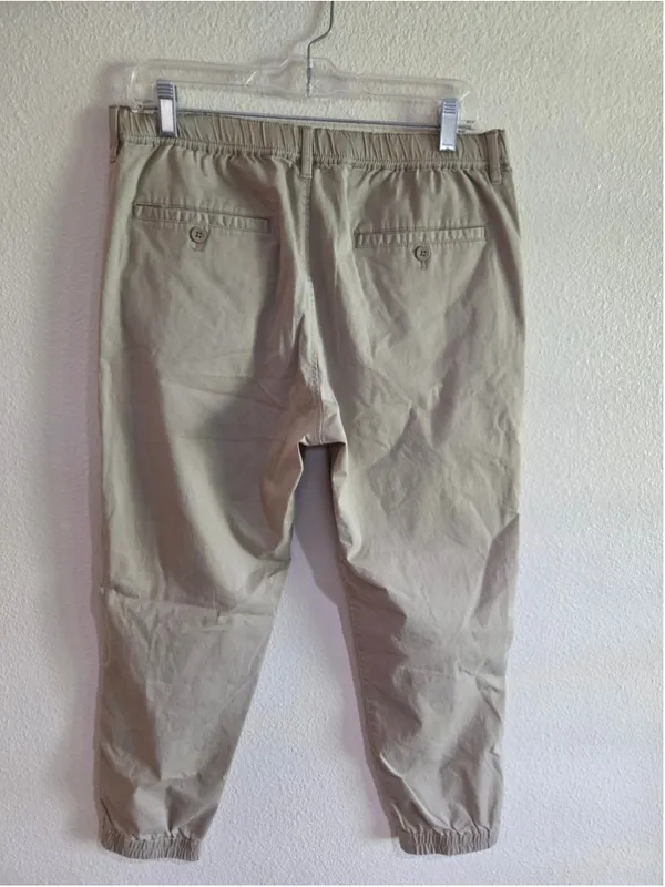 Women’s Tan Chino Jogger Pants Elastic Waist Cuffed Khaki Size 10/12 W-162 - Image 2