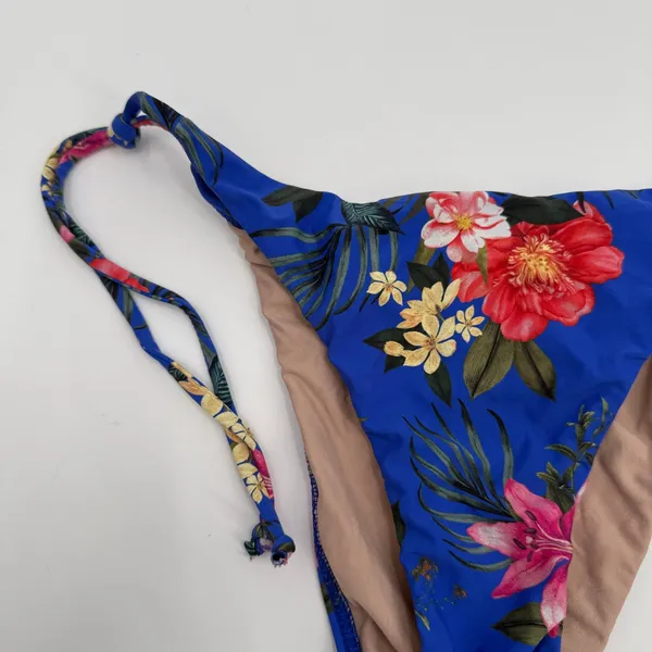 PQ SWIM PILYQ Bikini Bottoms SZ Small Boca Tie String Teeny NEW NWOT Blue Floral - Image 5