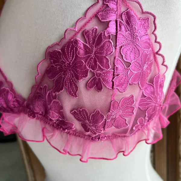 Free People Floral Lace Pink Bralette - Image 5