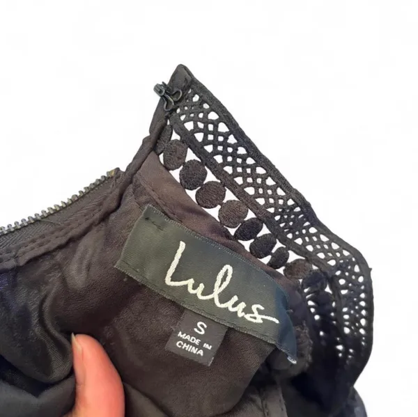 Lulus Kiss and Spell Black Crochet Lace Peplum Dress Size M - Image 4
