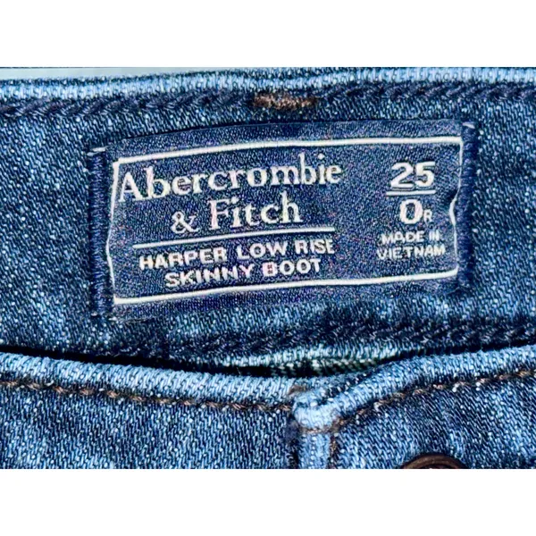 Abercrombie & Fitch Harper Low Rise Skinny Boot Cut Blue Denim Jeans Size 25 0 R - Image 3