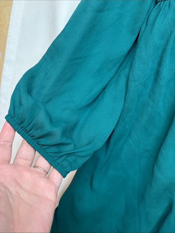 Abercrombie & Fitch size XL green mini dress long sleeve boho night - Image 5