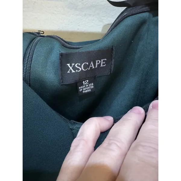 Xscape Off The Shoulder Evening Gown Pine Green Size 12 - Image 7