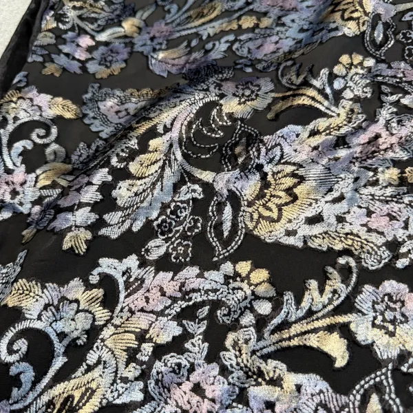 J. Jill Women's S-L Black Burnout Velvet Floral Paisley Kimono Wrap Cardigan - Image 4