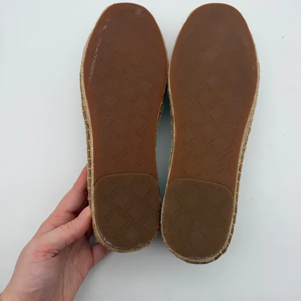 Vionic 356 Valeri Tan White Striped Canvas Espadrille Flats Size 9 Coastal Beach - Image 4
