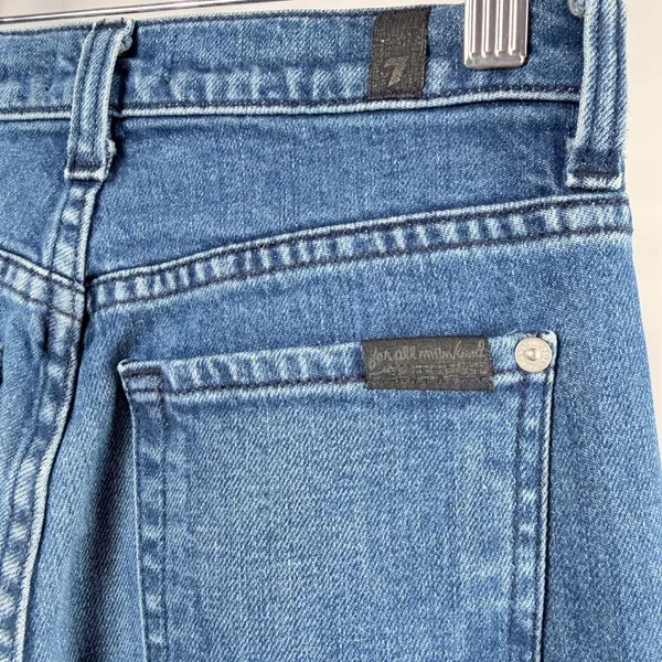 7 For All Mankind Flare Jeans in Blue with Stripes‎ Size 25 - Image 5