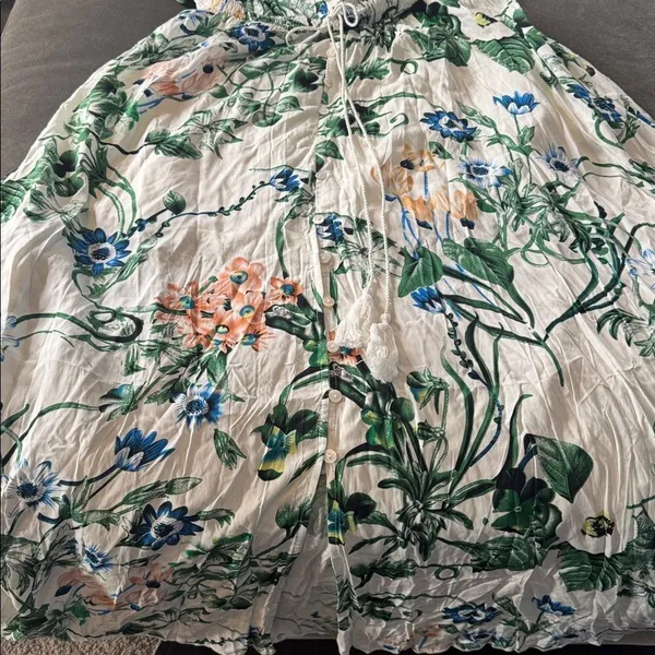 Women’s Floral Maxi Dress 3/4 Sleeve Empire Waist Button Front V-Neck Size XL - Image 9