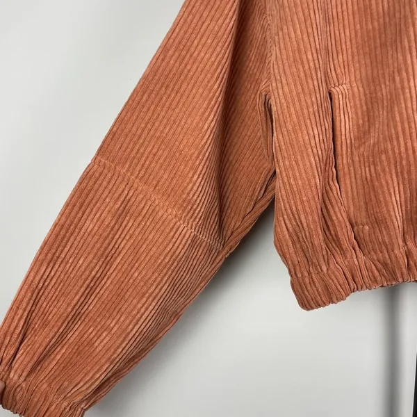 Altar’d State‎ Dusty Pink Women's Corduroy Cropped Hooded Full Zip Jacket - Image 2