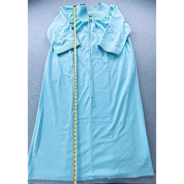 Vintage‎ Evelyn Pearson Womens Blue Teal Robe 70s Loungewear Nightgown Housecoat - Image 7