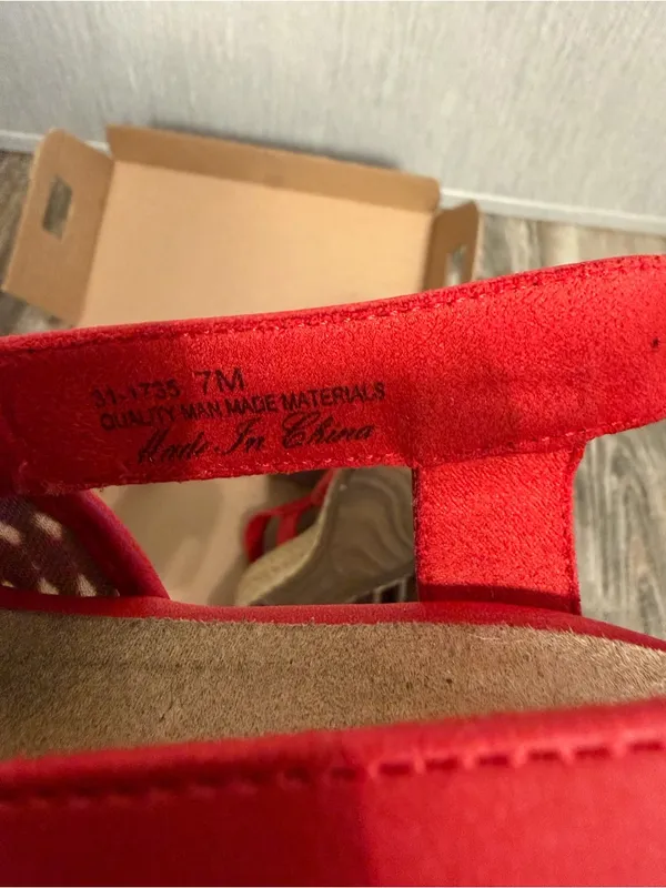 easy street Red Woven Espadrille Slingback Wedge Size 7 - Image 14