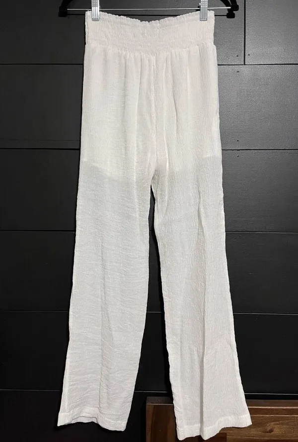 PAPER CRANE White Linen Straight Leg Pants Beach Casual Dressy Women’s S NWOT - Image 3