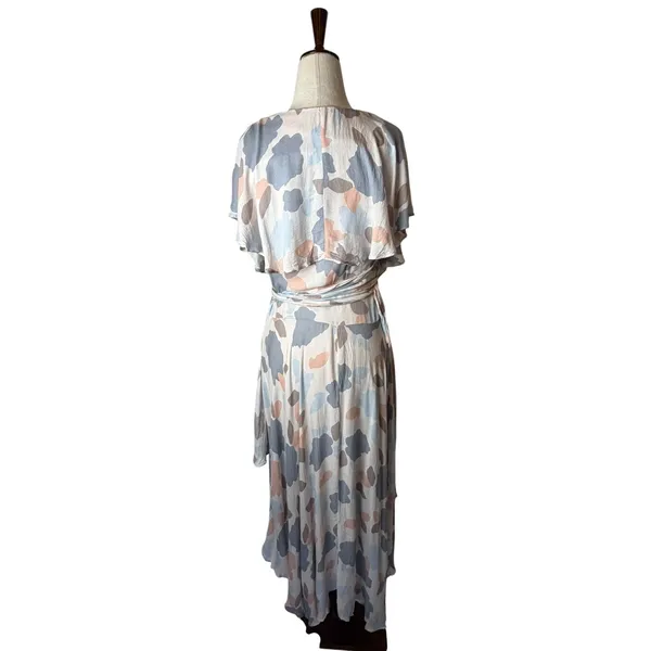 Free‎ People Faye Printed Wrap Maxi Dress Women S Cream Gray Flowy Boho Cottage - Image 8