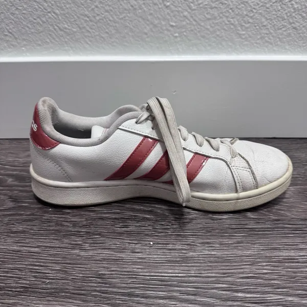 Adidas White Sneakers w/Pink Stripes - Image 7
